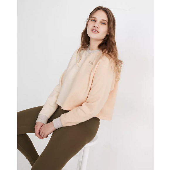 NWT Madewell MWL Airyterry Colorblock Crop Sweatshirt - Picture 4 of 9